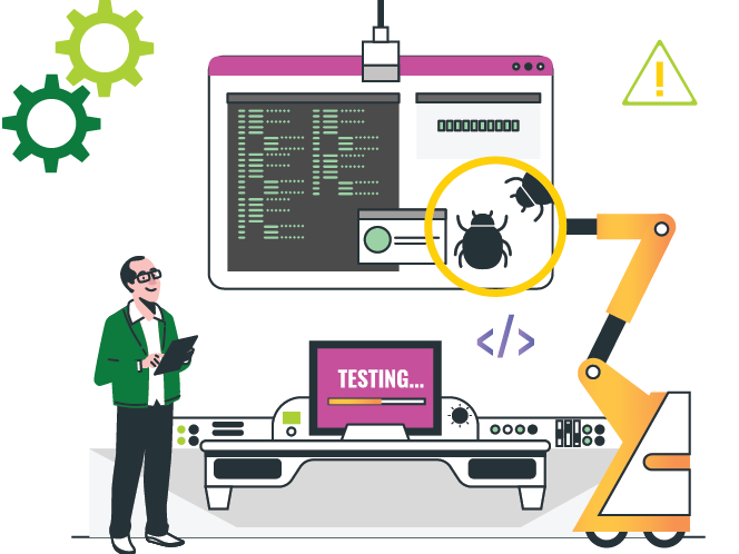 Illustration test logiciel et débogage